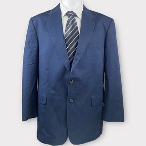 Hickey Freeman Blazer Men 44 Regular Navy 100% Cotton 2 Button Sport Coat Jacket